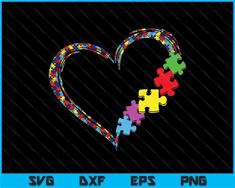 Autism Awareness Love Heart Puzzle Piece Svg Png Files Creativeusarts