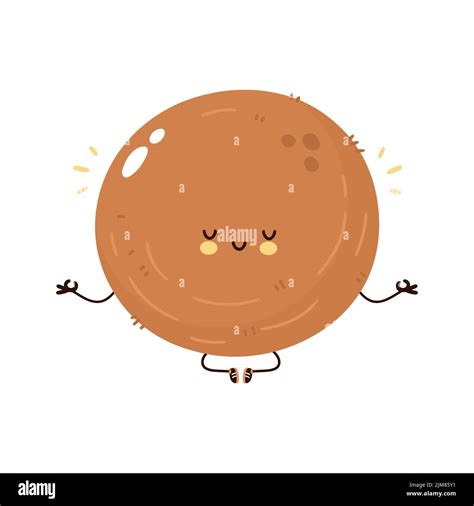 Cute Funny Coconut Nut Character Vector Hand Drawn Cartoon Kawaii