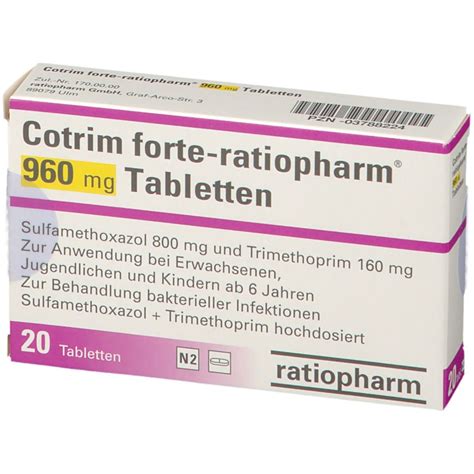 Cotrim Forte Ratiopharm® 960 Mg 20 St Mit Dem E Rezept Kaufen Shop