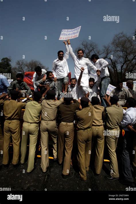 Indias Main Opposition Bharatiya Janata Party Activists Shout Slogans