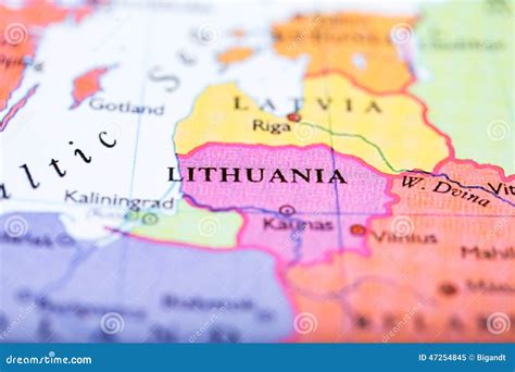 Map Of Europe Centered On Lithuania Stock Image Image Of Geography