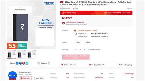 Peranti Boleh Lipat Tecno Phantom V Fold Akan Ditawarkan Di Malaysia