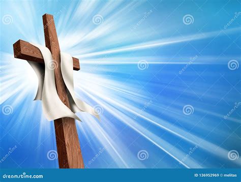 Bright Christian Cross Symbol With Blue Sky Background Crucifixion