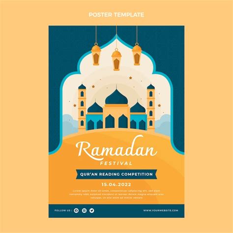 Modelo de cartaz vertical do ramadã plano Vetor Grátis