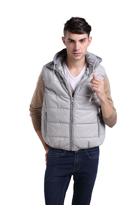 Winter Mens Faux Leather Padded Gilet Pu Bodywarmer Coat Hooded Vest