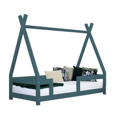 Lit cabane enfant NAKANA 90 x 180 vert pétrole GENERIQUE Bois