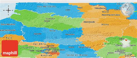 Political Panoramic Map Of Picardie