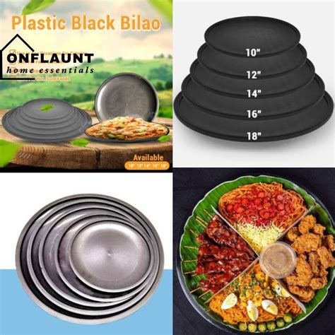 OnFlaunt 1pc Plastic Black Bilao Reusable Food Grade Plastic Round Food