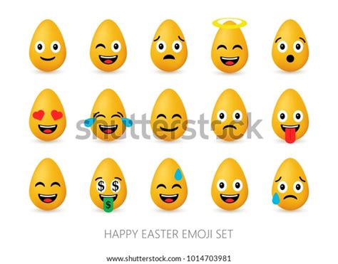 Easter Eggs Emoji Set Cute Funny Stock Vector Royalty Free 1014703981