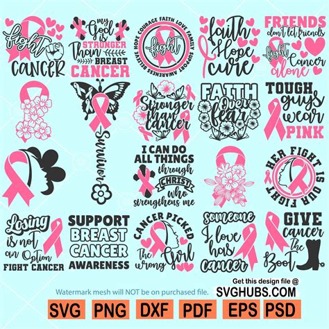 Breast Cancer Svg Bundle Breast Cancer Svg Cancer Awareness Svg Bundle