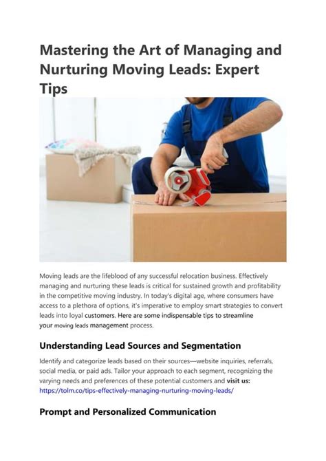 Tips Effectively Managing Nurturing Moving Leads Docx