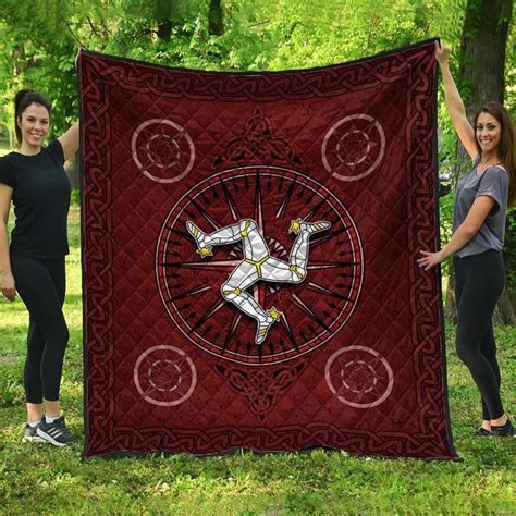 Aio Pride Isle Of Man Celtic Premium Quilt Celtic Compass With Manx