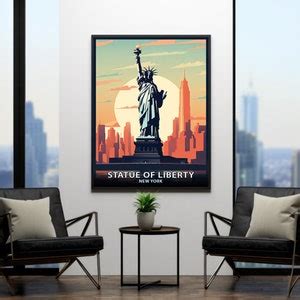 Statue Of Liberty Retro Art Print Statue Of Liberty Retro Illustration