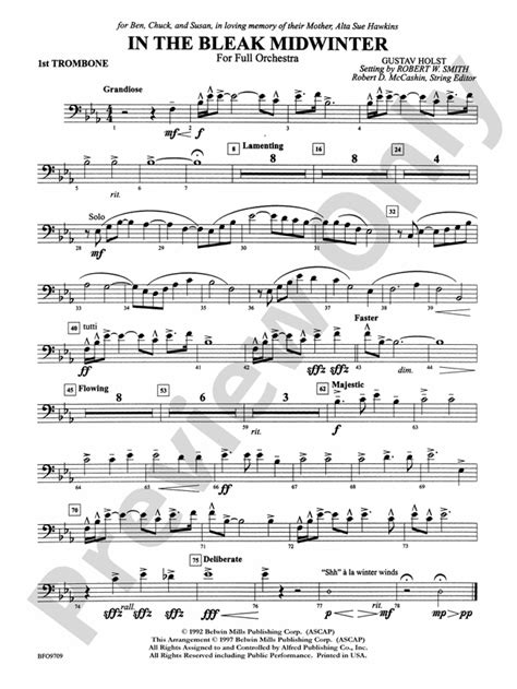 In The Bleak Midwinter 1st Trombone 1st Trombone Part Digital Sheet