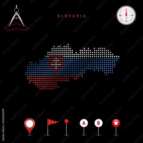 Dotted vector map of Slovakia painted in the national flag colors ...