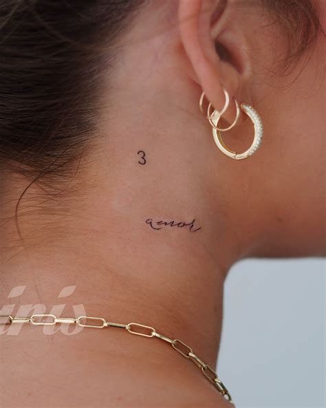 Neck Tattoo Tiny Tattoo Dainty Delicate Angel Numbers Love Amor