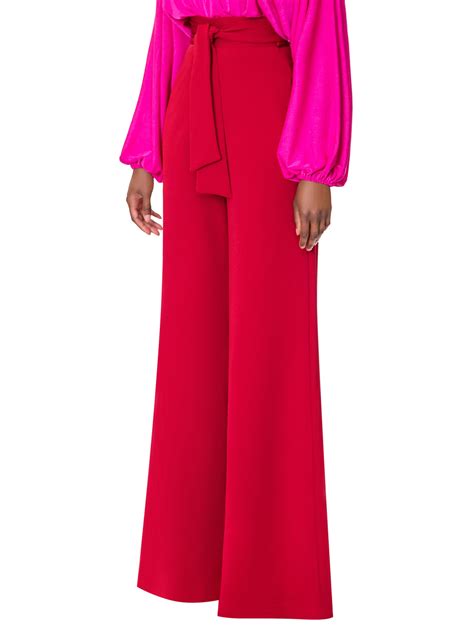 Wynée Deep Red Belted High Waist Pants Fksp