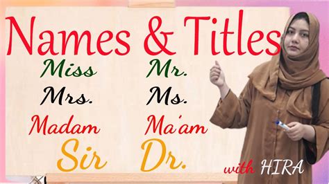 Titles Names In English Mr Mrs Miss Ms Madam Ma Am Sir