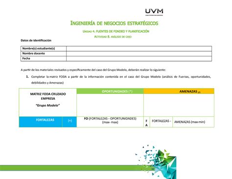 Actividad 8 tarea INGENIERÍA DE NEGOCIOS ESTRATÉGICOS UNIDAD 4