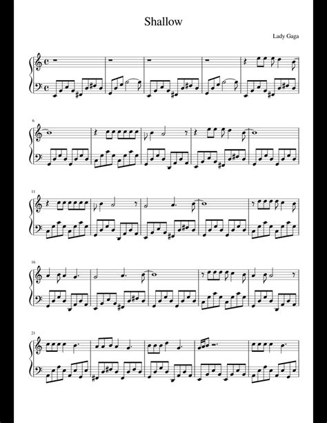 Lady Gaga Shallow Sheet Music For Piano Download Free In Pdf Or Midi