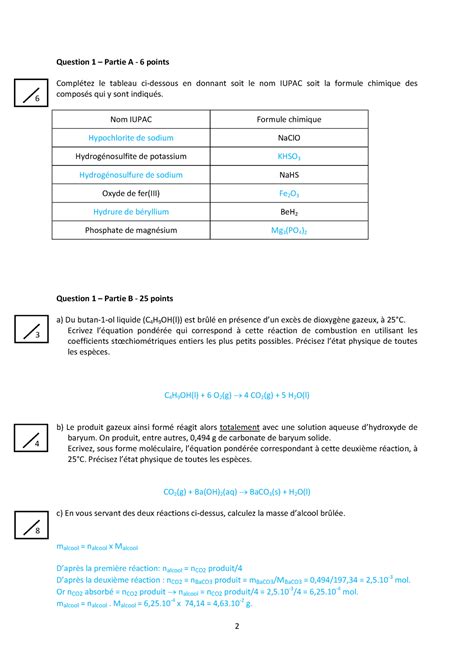 Correctif Examen Q Mai Question Partie A Points