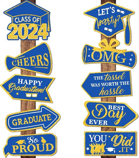 Graduation Yard Signs Blue And Gold Class Of 2024