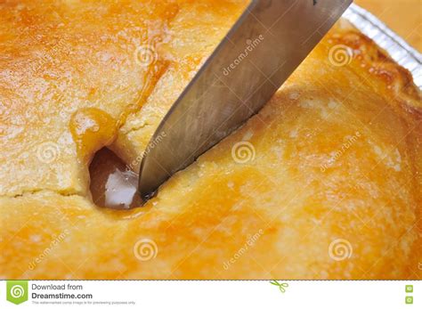 knife cutting delicious pie stock photo image  bakery closeup