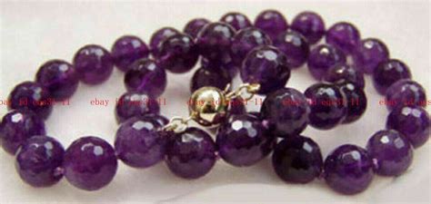 Natural Mm Faceted Purple Jade Round Gemstone Beads Necklace Jewelry