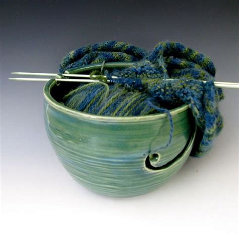 Pottery Yarn Bowl Knitting Bowl Knitter S Bowl Crochet Bowl Green