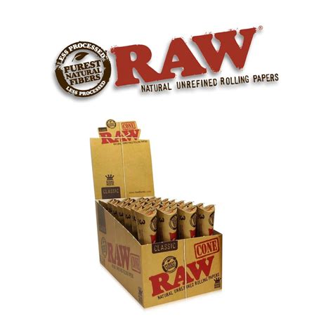 Raw Classic Cone Display King 3pk 32ct Display Socal Distro Llc