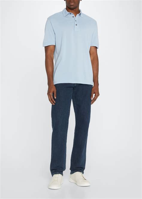 Zegna Mens Cotton Silk Polo Shirt Bergdorf Goodman