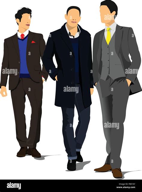 Three Young Handsome Men Businessmanvector Illustration Stock Vector