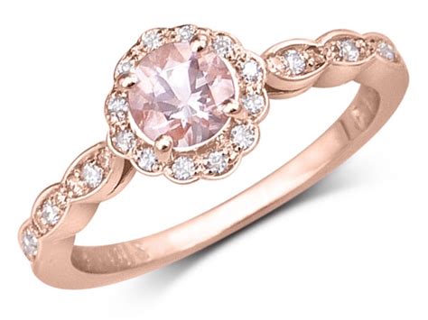 Bague Daniela Morganite Et Halo Fleur De Diamants Pour Dame En Or Rose K