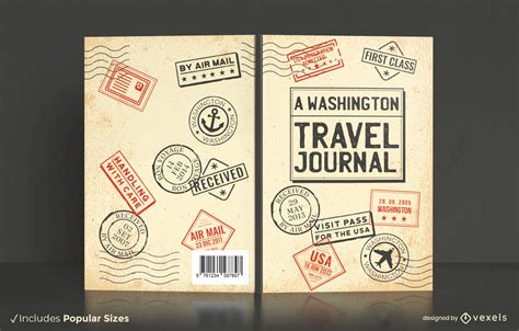 Travel Journal With Stamps Book Cover Design Vector Download