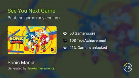 See You Next Game Achievement In Sonic Mania