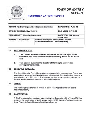 Fillable Online Whitby Civicweb Town Of Whitby Report Town Of Whitby