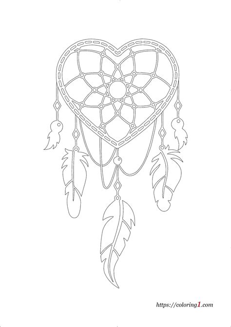 Heart Dream Catcher Coloring Pages Free Coloring Sheets