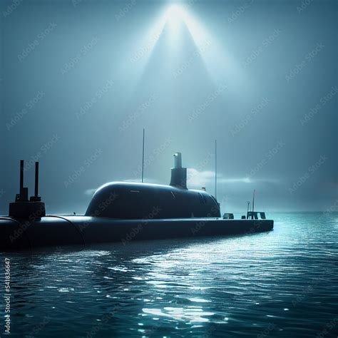 Submarine at periscope depth. 3D rendering. Stock Illustration | Adobe ...