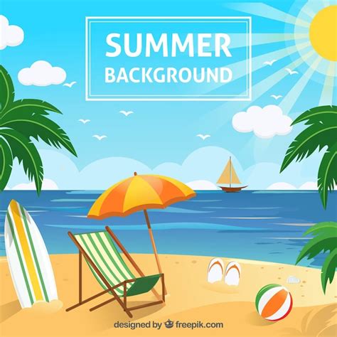 Free Vector | Beach background with summer objects