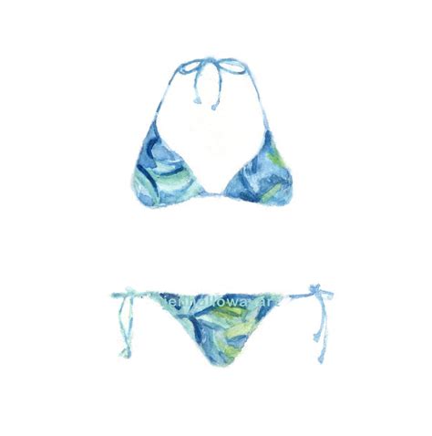 Watercolor Bikini Blue Bikini Print Pucci Bikini Print Etsy