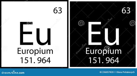 Europium Symbol Sign Europium With Atomic Number And Atomic Weight Eu