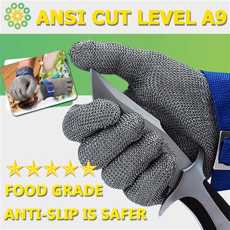 GREENARTERY Level 9 Cut Resistant Stainless Steel Gloves Metal Mesh