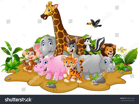 Cartoon Wild Animals Background Stock Vector Illustration 454611238 ...