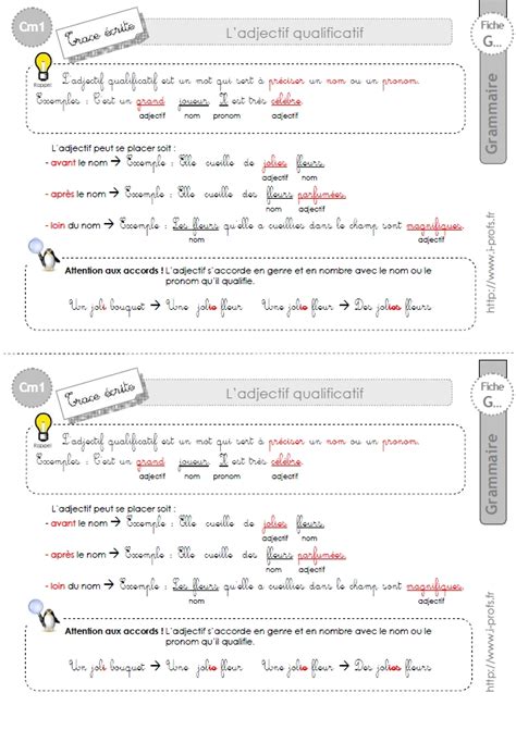 Exercice Adjectif De Couleur Cm1 Pluriel Des Noms Et Des Adjectifs Leçon Cm1 Orthographe