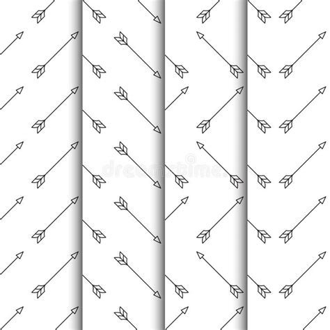 Set Of Arrows Seamless Pattern On White Background Stock Vector