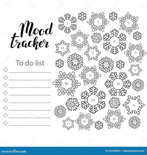 Mood Tracker Blank With Hand Drawn Lettering And Balloon Sketch. Bullet