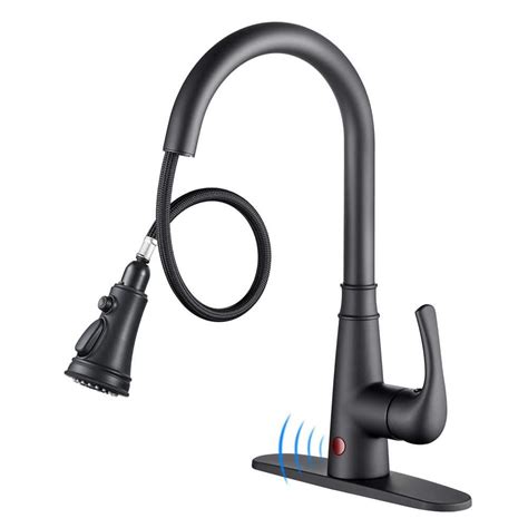 Heemli Touchless Single Handle Gooseneck Pull Down Sprayer Kitchen Faucet With Deckplate