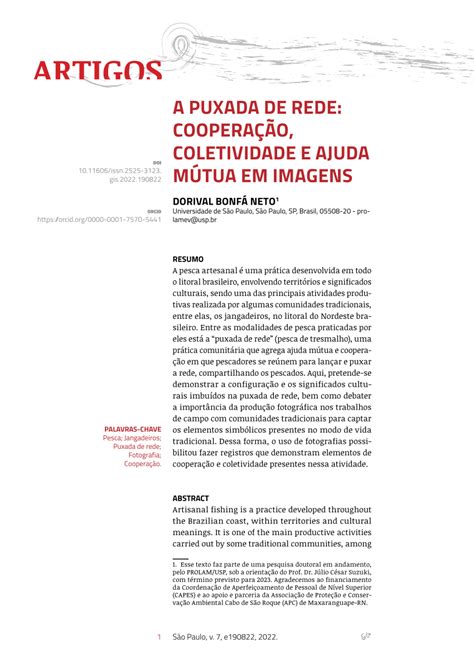 Pdf A Puxada De Rede Cooperação Coletividade E Ajuda Mútua Em Imagens