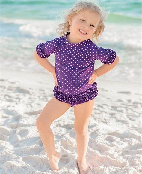 Rufflebutts® Babytoddler Girls Rash Guard Short Sleeve 2 Piece