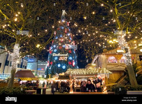 The Worlds Highest Cristmas Tree On The Christmas Market In Dortmund